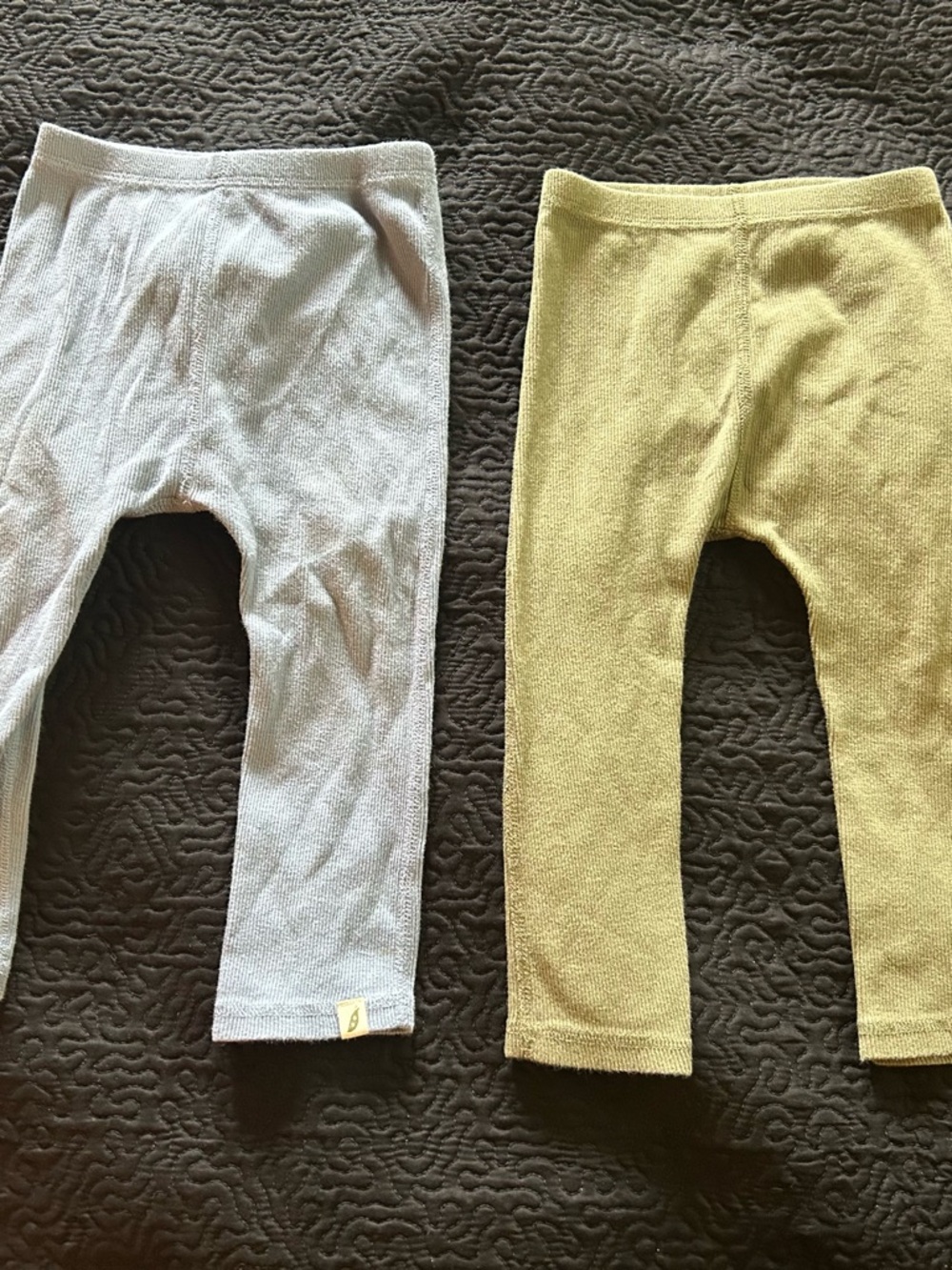 Pair of Organic Cotton 24m Leggings - Light Blue & Olive Green